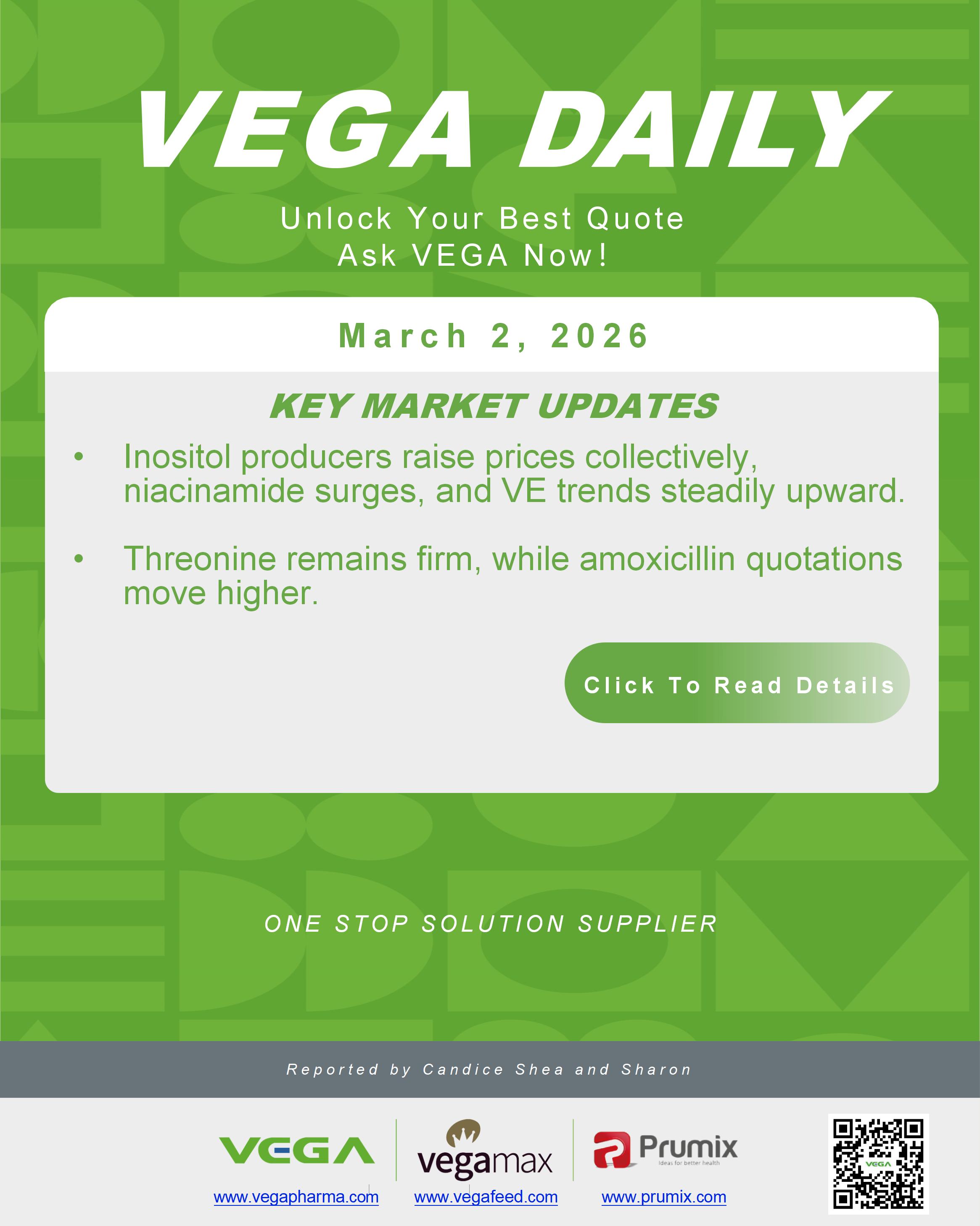 VEGA Daily Dated on March 2nd 2026 Vitamin Amino Acid APl Food Additives.jpg